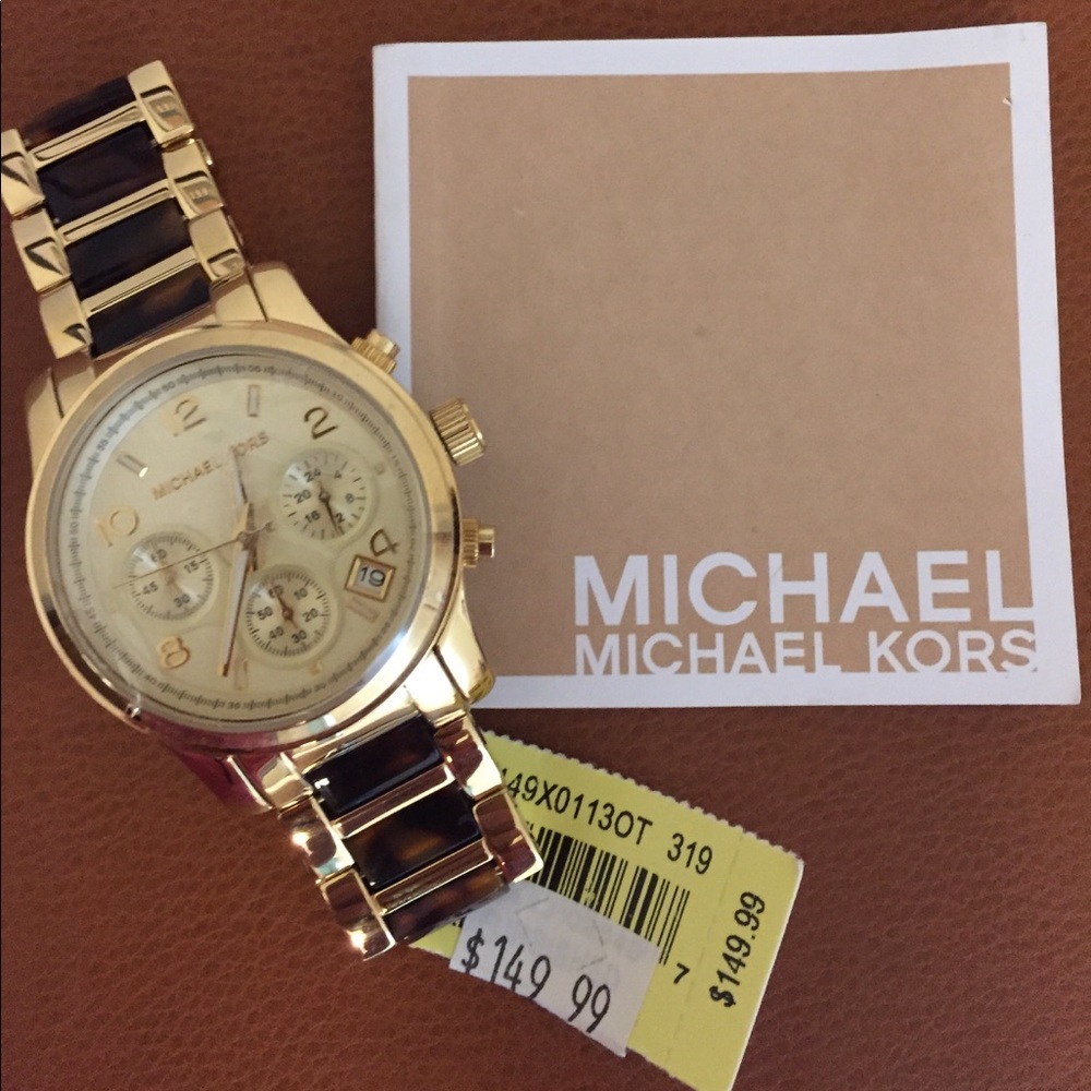 Michael Kors MK 5659 golden tortoise runway watch